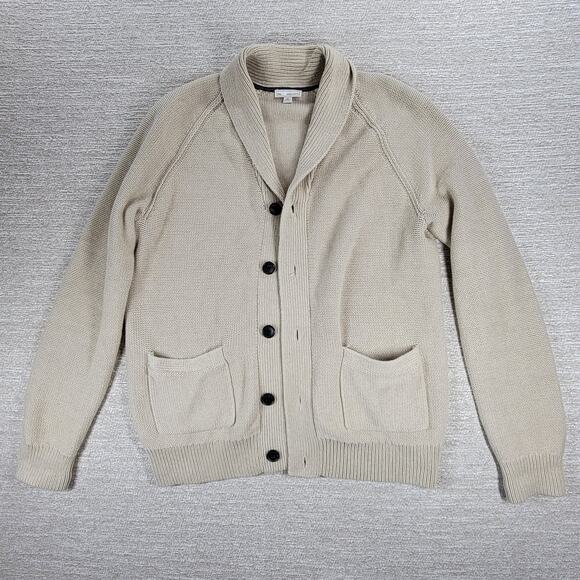 Gap Shawl Collar Cardigan Sweater Size XL Oatmeal Knit Cotton Grandpa Old Money - Picture 2 of 15